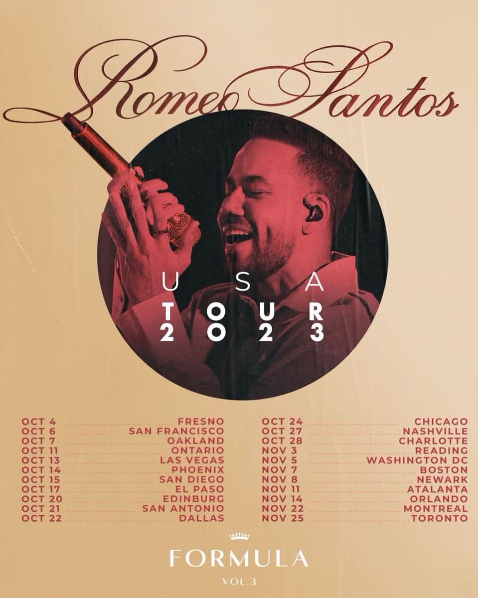 Romeo Santos announces “Formula Vol. 3 Tour” in the US 🌐🇺🇸 are you going to any of the shows?