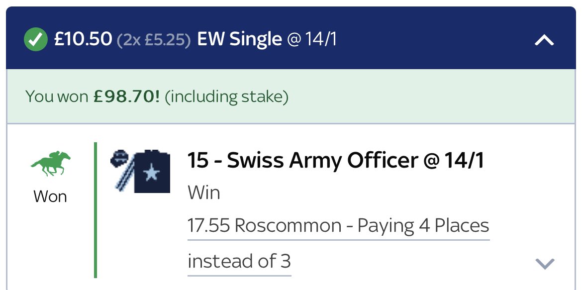 TAKracingadvice's tweet photo. KABOOOOOOOOOOOM 💥💥💥

GO COLLECT!!!!! 💰💰💰

SWISS ARMY OFFICER wins advised 14/1 for members 💰💰💰 https://t.co/Vn9ZYkWfA6