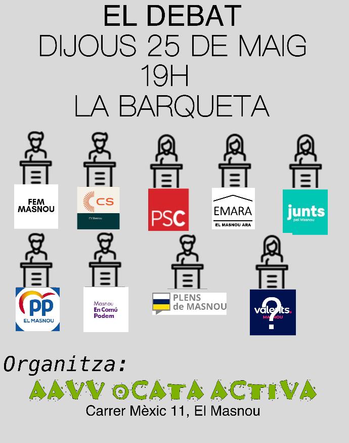Tens inquietuds? 
No saps en qui dipositar la teva confiança? 
Tens dubtes d'aquí votar?
Vine al Debat del Barri!!
No et quedis sense saber quins son els projectes dels candidats pel nostre Barri
US ESPEREM!