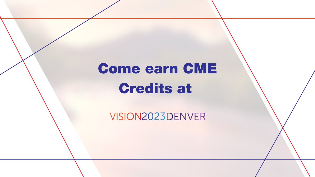 Vision2023DEN's tweet photo. Did you know you can earn #CME credits for attending Vision 2023 Denver? You can earn up to 2.4 @AOTAInc CEUs and up to 8.75 PRA Category 1 Credit(s)TM through the #ACCME. Visit the link below to learn more and register by May 31 for our early bird deal.
https://t.co/gYLg7RSfuK https://t.co/iGButezEbJ