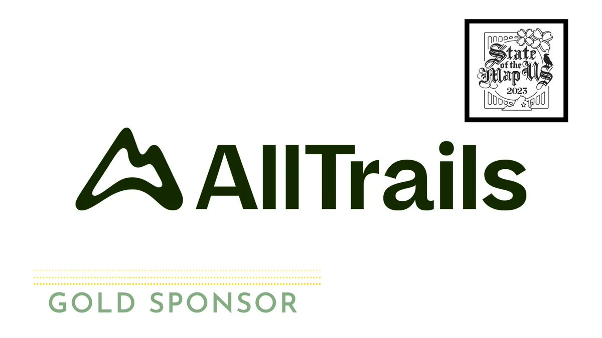 sotmus's tweet image. 🥳  Thank you to our latest 🏅 Gold sponsor, @AllTrails! What a great way to start the week!

#SOTMUS2023 #AllTrails #OpenStreetMapUS #OpenStreetMap #StateoftheMapUS