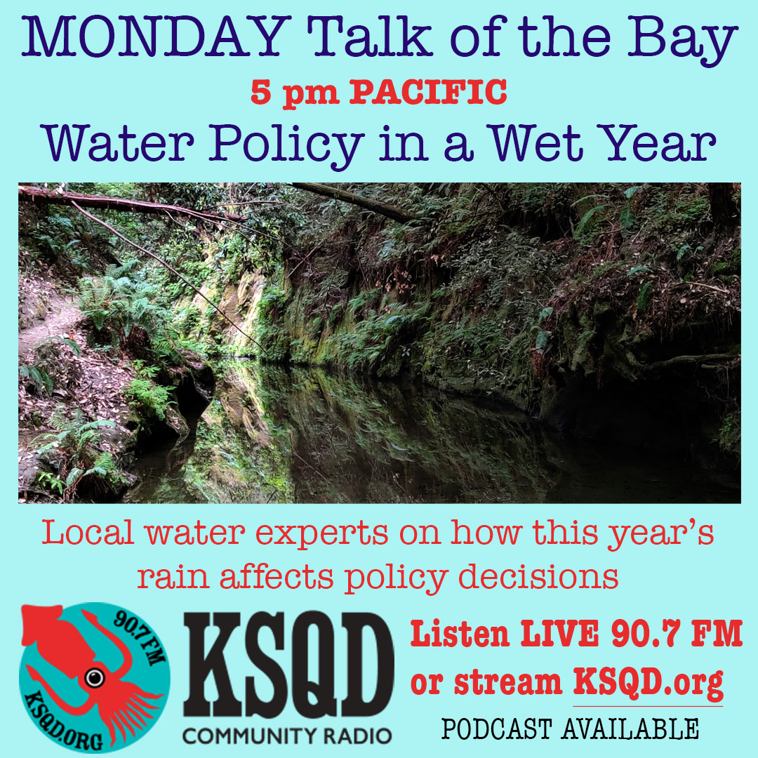 🦑KSQD Radio🦑 (@ksqdfm) on Twitter photo #TODAY's #TalkoftheBay: What does this year’s #water bounty mean for our local #waterpolicy? How is our county preparing for #climatechange? 5 pm PT today on ksqd.org & 90.7fm
#ksquid #communityradio #SantaCruzCounty <a href="/KSQDFM/">🦑KSQD Radio🦑</a> <a href="/sukiwessling/">Suki Wessling</a> #drought <a href="/sccounty/">Santa Cruz County</a> #TODAY's #TalkoftheBay: What does this year’s #water bounty mean for our local #waterpolicy? How is our county preparing for #climatechange? 5 pm PT today on ksqd.org & 90.7fm
#ksquid #communityradio #SantaCruzCounty <a href="/KSQDFM/">🦑KSQD Radio🦑</a> <a href="/sukiwessling/">Suki Wessling</a> #drought <a href="/sccounty/">Santa Cruz County</a>