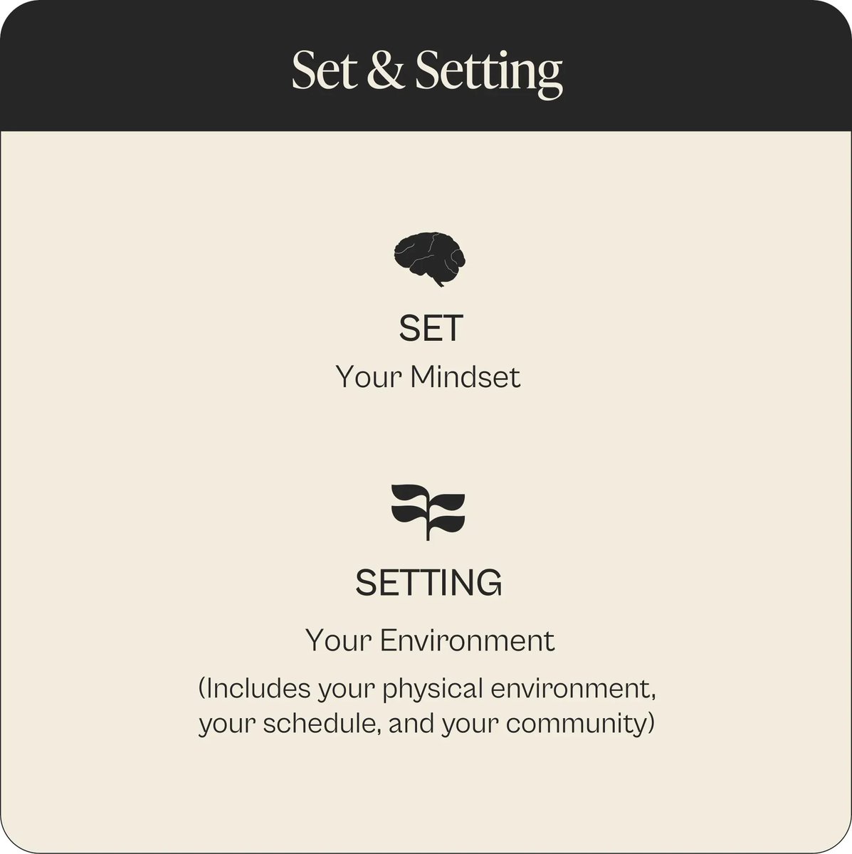 Set &amp; Setting are psychedelics 101.

Learn more on our Microdosing Free Guide 🍄📲➡️buff.ly/3yVmjOmmushroom 

#microdosing #psychedelicmedicine #momswhomicrodose #mushrooms