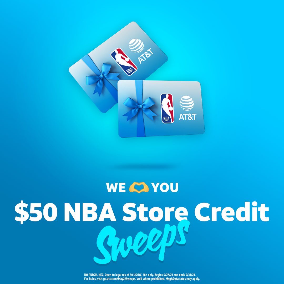 🫶 Last chance to win! 🫶

From now until May 31, enter for a chance to win a $50 @NBA store credit:
1) Follow @ATT
2) Tag a basketball fan
3) Comment #ATTLovesYou & #ATTSweepstakes 

No purch. nec. Rules: go.att.com/May22Sweeps