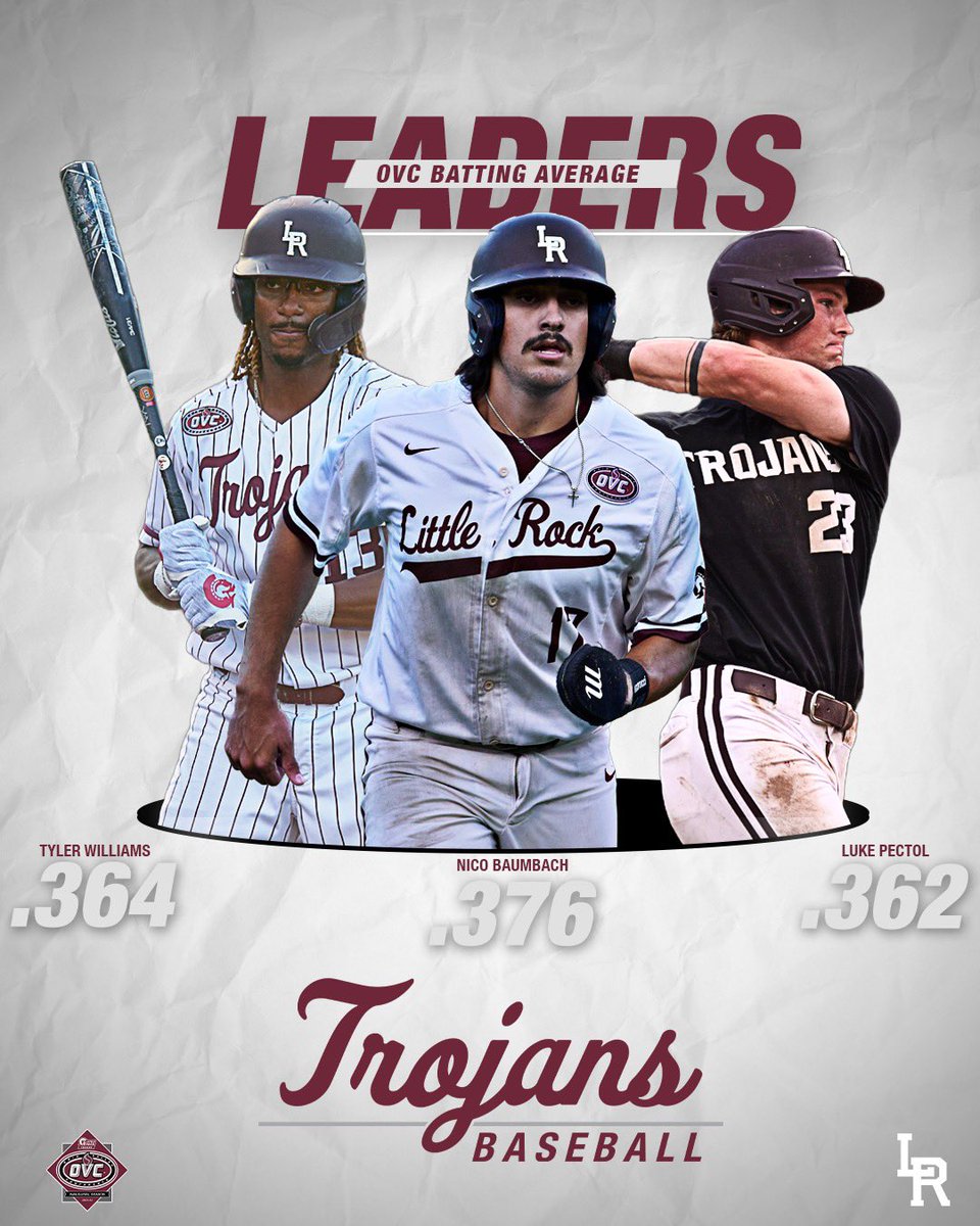 The Trojans swept the podium for season batting average in the OVC. 🥇🥈🥉

#LittleRocksTeam