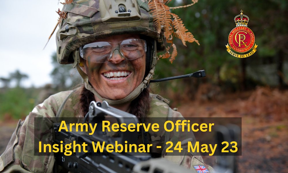 Looking to do something more with your time? Join the team on 24 May 23 at 7pm for an Army Reserve Officer Insight webinar and Q&amp;A with serving Army Reserve officers and Army careers staff.  bit.ly/3O5tXhT

#army #reservist #adventure #somethingnew #Weekends #newskills