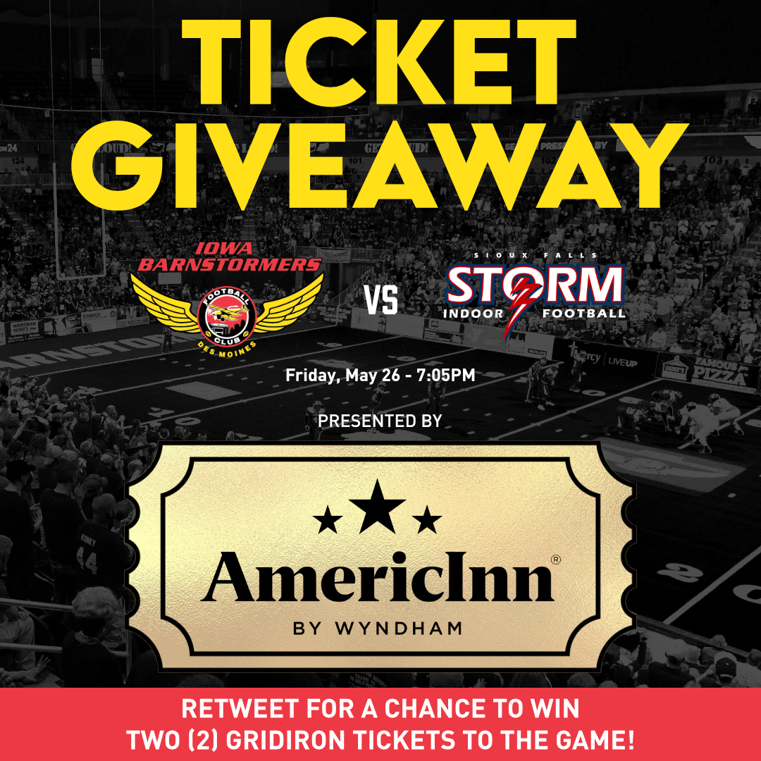 iabarnstormers's tweet image. The Barnstormers take on @siouxfallsstorm this Friday, May 26 at Wells Fargo Arena. Join us for our Annual Military Night as we honor &amp;amp; recognize those who have &amp;amp; continue to serve our nation.

🕖 7:05PM
🎟️ bit.ly/3MqiZkr

RT to be entered to win 2 tickets to the game.