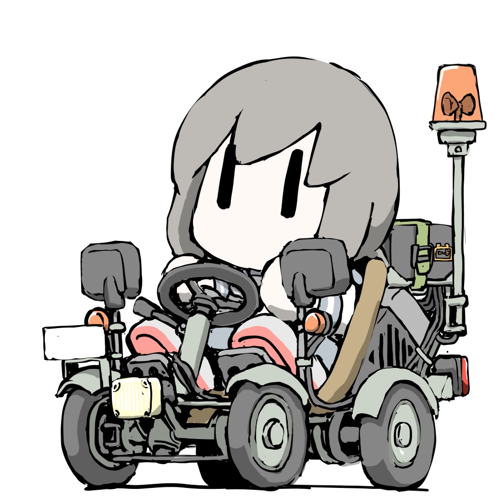fubuki (kancolle) 1girl chibi white background ground vehicle solo motor vehicle simple background  illustration images