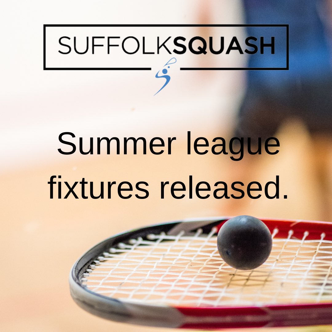 This summer’s Suffolk and Essex Border League fixtures have been released! 

Get ready to bring your A-game and hopefully we will experience some thrilling matches filled with fast-paced action, intense rallies and unmatched sportsmanship 🏅 

Read more 
suffolksquash.co.uk/fixtures-for-s…
