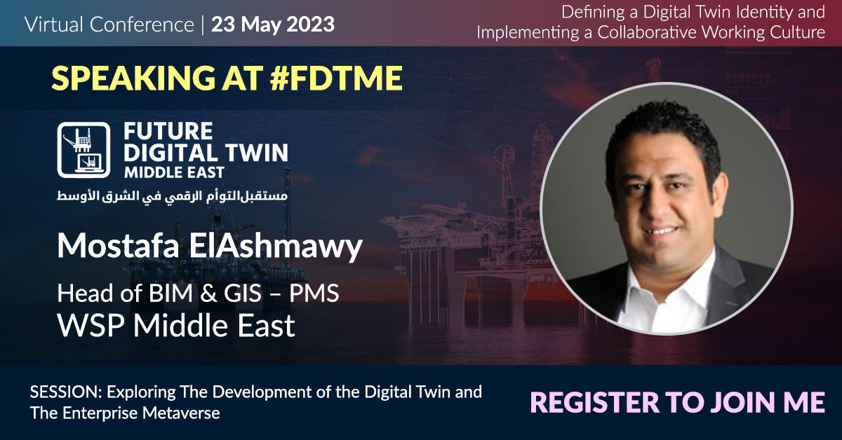 I'm pleased to be speaking at the Future Digital Twin Middle East virtual conference tomorrow giving my insights about the future of Digital Twin and Metaverse for the construction industry. 

Here is the event link: lnkd.in/dbhA3zkj
 
#WeAreWSP #FDTME