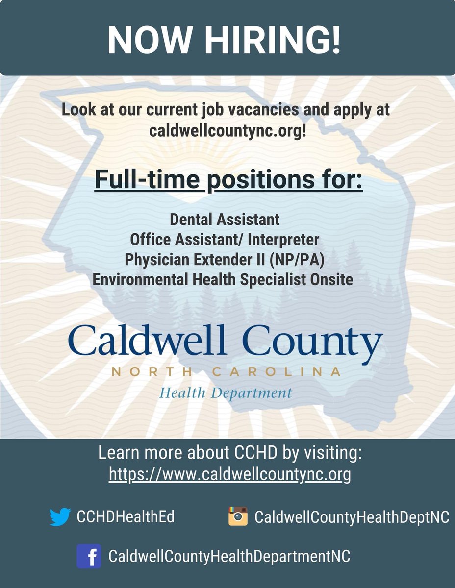 Join our team!

visit caldwellcountync.org/435/Employment for more information!