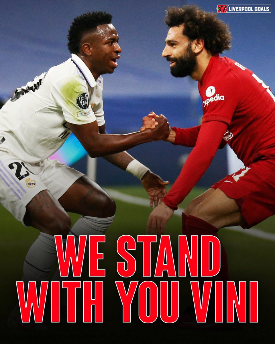 Livin_Liverpool's tweet photo. No matter who you support, what happened to Vinicius JR last night should NEVER be seen again. There was persistent racist abuse with Carlo Ancelotti saying the whole stadium was chanting ‘monkey’ at Vini.

Whether it be La Liga or FIFA or whoever has the power to take the necessary action NEEDS to because Vini saying its become ‘normal’ is an absolute disgrace.

We fell in love with football because of its ability to bring people of all different backgrounds together, not divide us further apart…

We need to have the toughest sanctions to make sure these idiots can’t be part of the beautiful game.

We are all with you VINI ✊❤️#SayNOToRacism