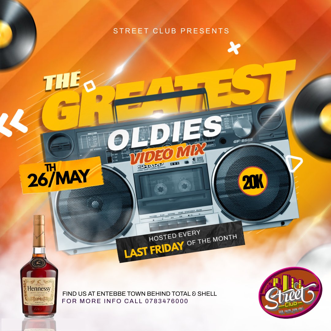 We bring to you our Epic Oldies Night this Friday 26th May at Street Club Entebbe. This is a themed event that is hosted every last Friday of the Month. 

We look forward to give the best and hottest golden genres of your youth.
#philcollins #oldies