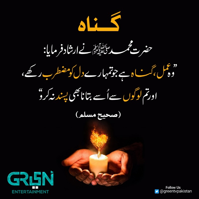 Greentvpakistan's tweet photo. حضرت محمد ﷺ نے فرمایا:
"وہ عمل گناہ ہے جو تمہارے دل کو مضطرب رکھے، اور تم لوگوں سے اسے بتانا بھی پسند نا کرو"

Follow @Greentvpakistan for more updates! 💚 https://t.co/3GvPtXeWUK
