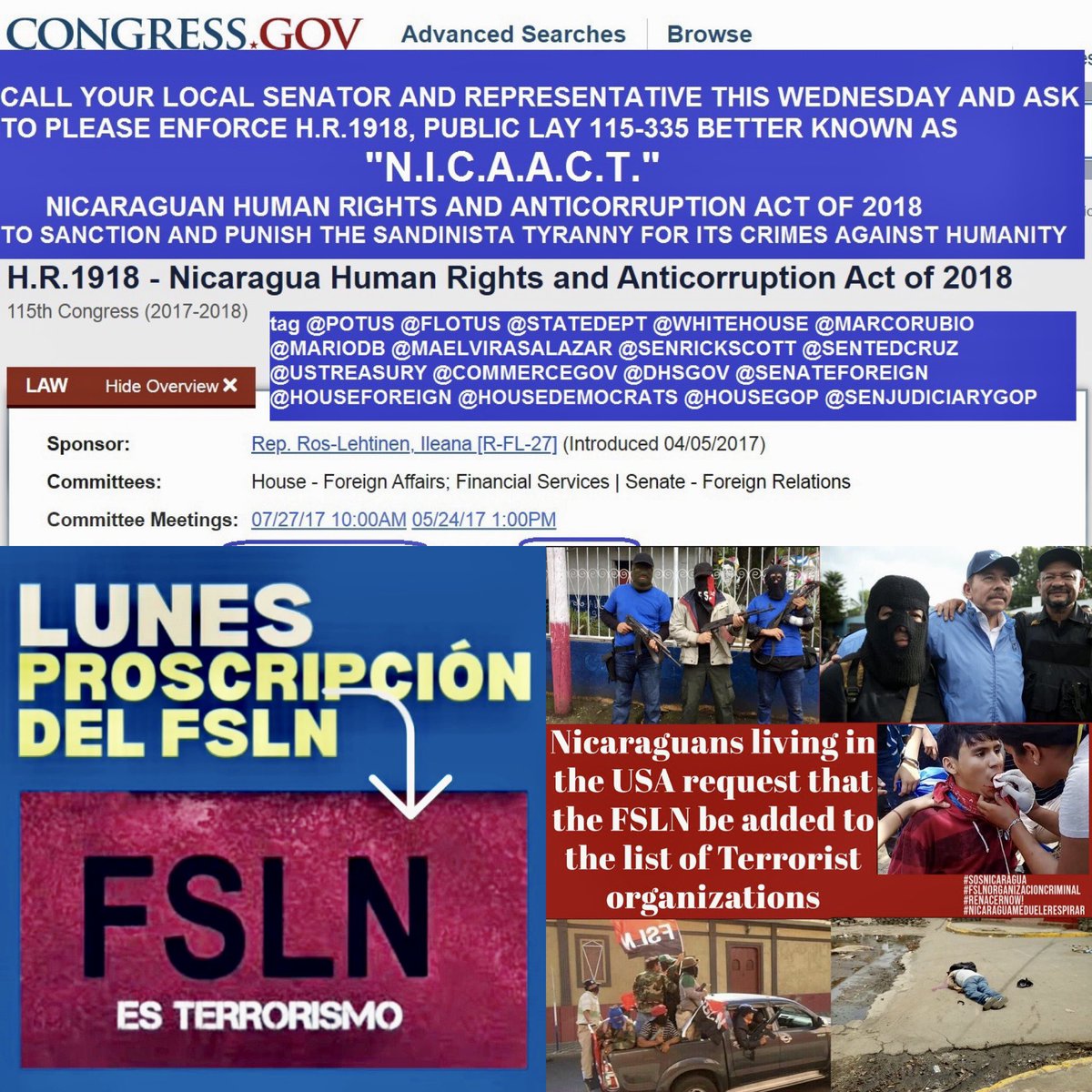 🚨🚨🚨#LunesDeAcciones |  #NICAACT #MAGNISTKY #RENACER #ProscribirFSLN #ONGTERRORISTA <a href="/MaElviraSalazar/">María Elvira Salazar 🇺🇸</a> <a href="/marcorubio/">Marco Rubio</a> <a href="/SenRickScott/">Rick Scott</a> <a href="/GovRonDeSantis/">Ron DeSantis</a> <a href="/MarioDB/">Mario Díaz-Balart</a> <a href="/CarlosGimenezFL/">Carlos A. Gimenez</a> Nicaragua people still waiting for the effective application of the laws against Ortega Murillo dictatorship!
