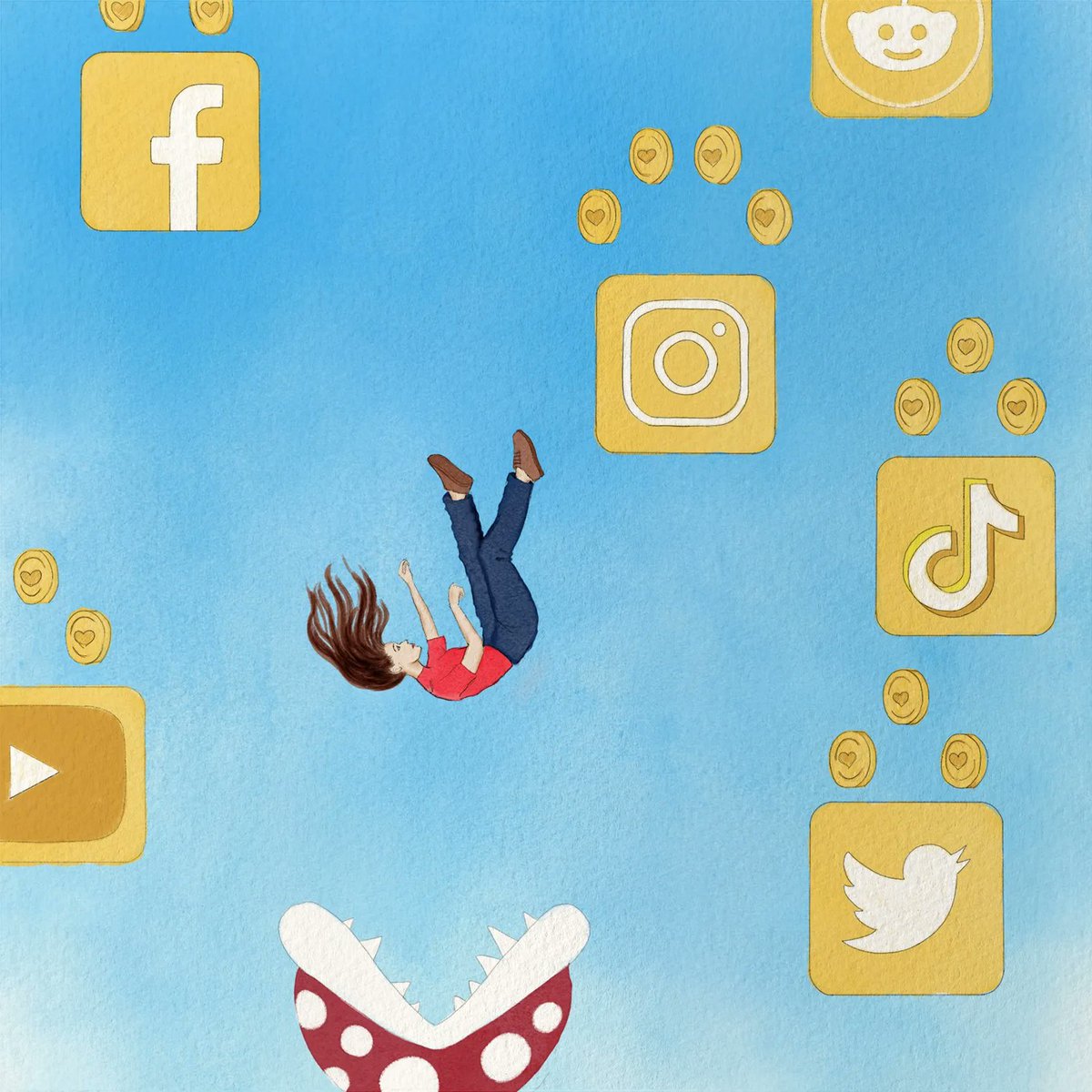 DirIllustration's tweet photo. An #illustration by Eryka Ilarreta on the topic of how #SocialMedia use (or abuse) affects our mental health.
Explore more of her portfolio: https://t.co/GH2OpmJNKh
#LeadwithWellness #wellness #mentalhealth #conceptual #conceptualillustration #editorial #technology #lifestyle https://t.co/XJDImoDnEV