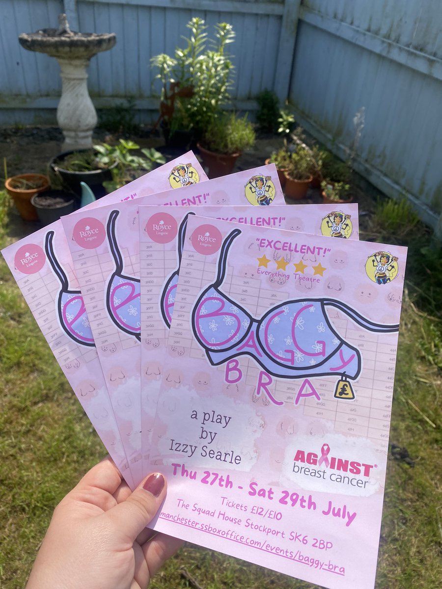 Our flyers for our run of Baggy Bra @GMFringe 2023 have arrived!

Keep those eyes peeled for these bad boys if you’re in Stockport or Manchester 👙👜🐝

@againstbc @RoyceLingerie 

#gmfringe #baggybra #femalecomedy