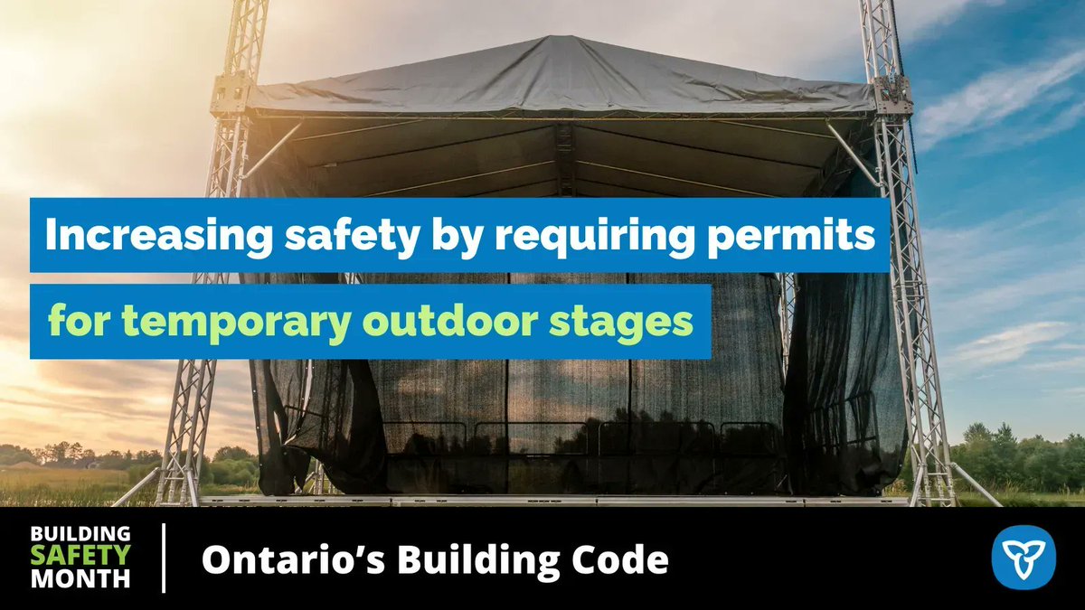 ONmunicipal's tweet image. Concert and festival season is here!🎶  

This year, we’re making the season safer by requiring building permits for more temporary outdoor stages, including those at concerts, festivals and other events across Ontario.  

@ExploreON #BuildingCodeMatters #BuildingSafetyMonth