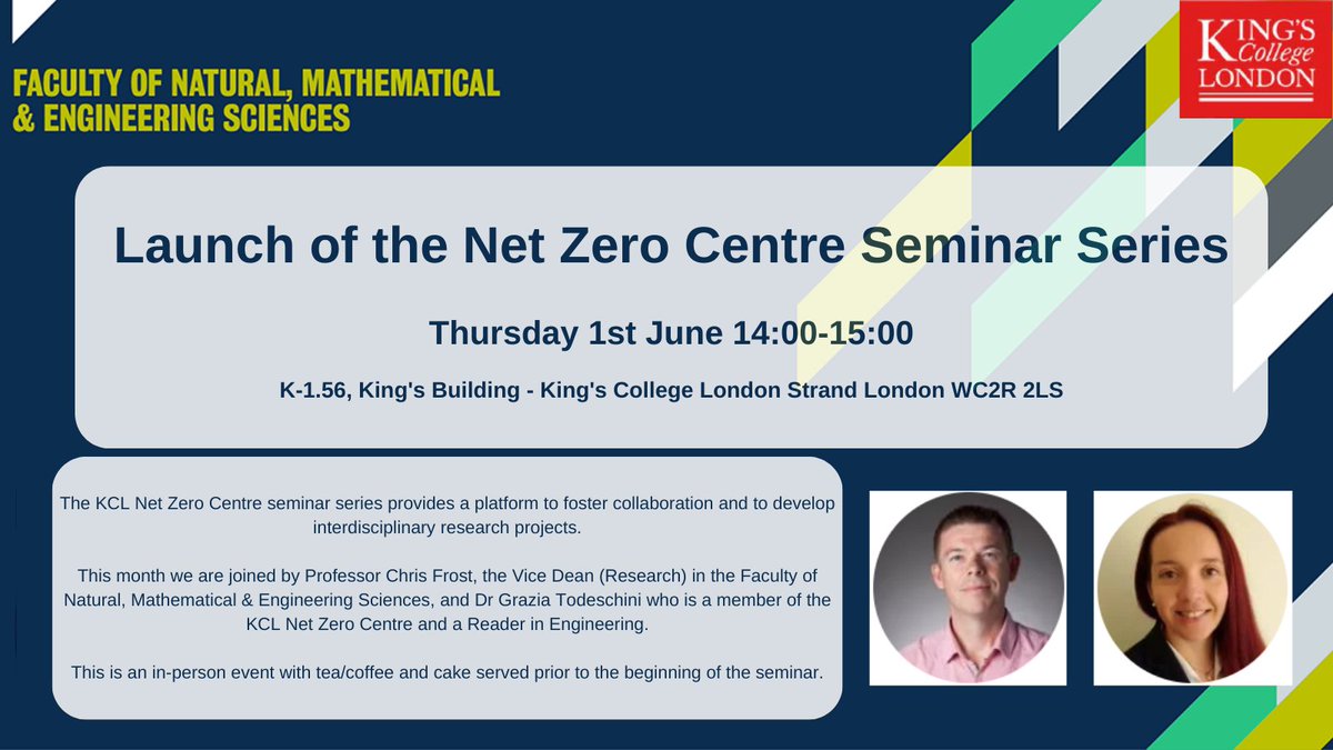 Come and join the launch of the Net Zero Centre seminar series with Prof Chris Frost and Dr Grazia Todeschini 🌱 To register, click here 👉eventbrite.co.uk/e/launch-of-th… 🗓️ Thursday 1st June, 14:00-15:00