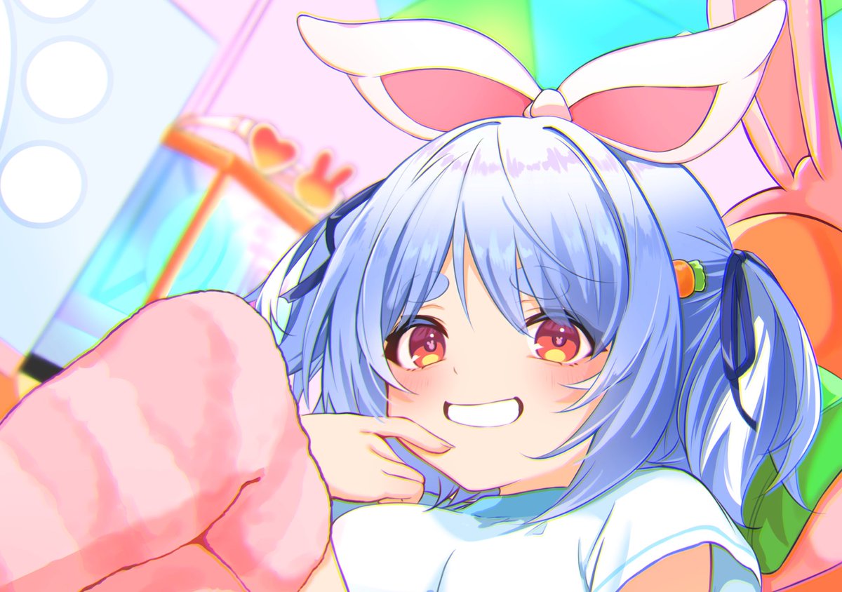 兎田ぺこら 「和弥さんよりお顔バトン頂きました イラストアップにあんまりすることないから新鮮か」|あまぐり。のイラスト