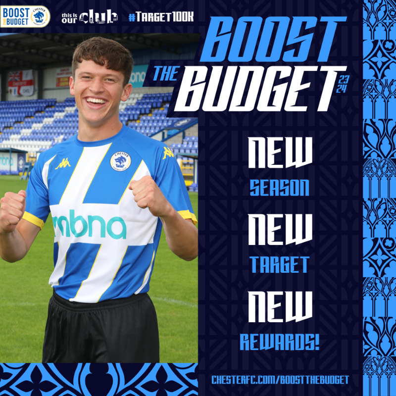 ChesterFC's tweet photo. 🪣 Bucket Hats
👤 Meet and Greet Event
🗞️ Limited Edition Magazine

🔹 Following the launch of #BoostTheBudget, we take a look at what's new on the rewards list for 2023/24! 👇

#OurClub 🔵⚪️