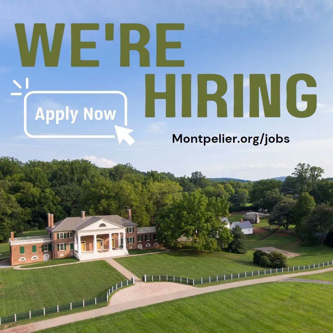 JMMontpelier's tweet photo. Montpelier is hiring!π
Tap the link to learn more about our open job listings & to apply.
β‘οΈ https://t.co/a7tT7FdPMa
#hiring #jobs #job #newcareer #newjob #hiringnow #nowhiring #workVA #WorkWithUs #MuseumJobs #ArchaeologyJobs https://t.co/UdoigLXumO