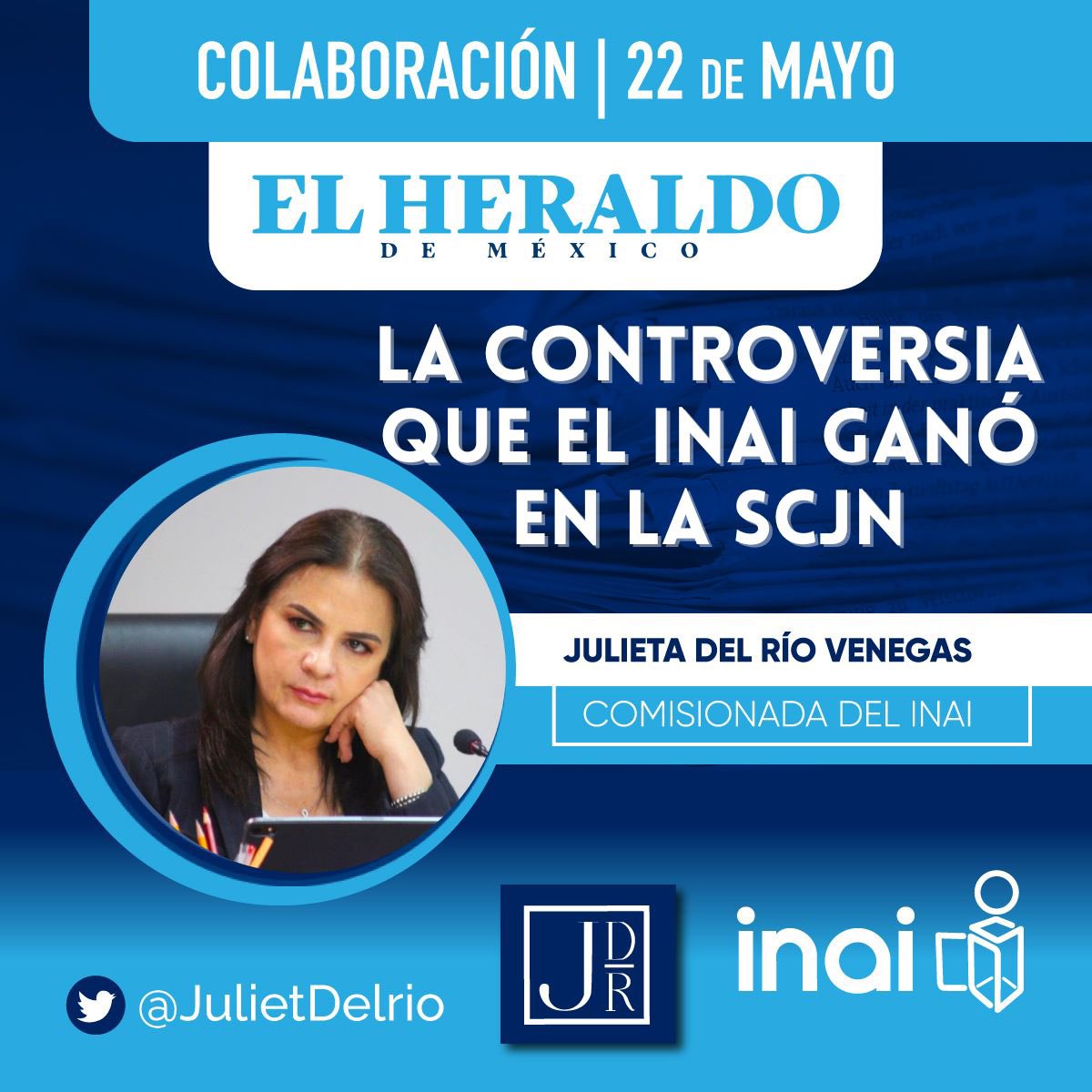 JulietDelrio's tweet photo. 🖊️ El pasado 18 de mayo, la @SCJN dio la razón al @INAImexico al establecer que obras financiadas con recursos públicos no pueden reservarse bajo el argumento de seguridad nacional. 

Seguiremos defendiendo la Constitución.

Escribo en @heraldodemexico 👇

https://t.co/sAsUYcoAew https://t.co/NtHHQE9yrg