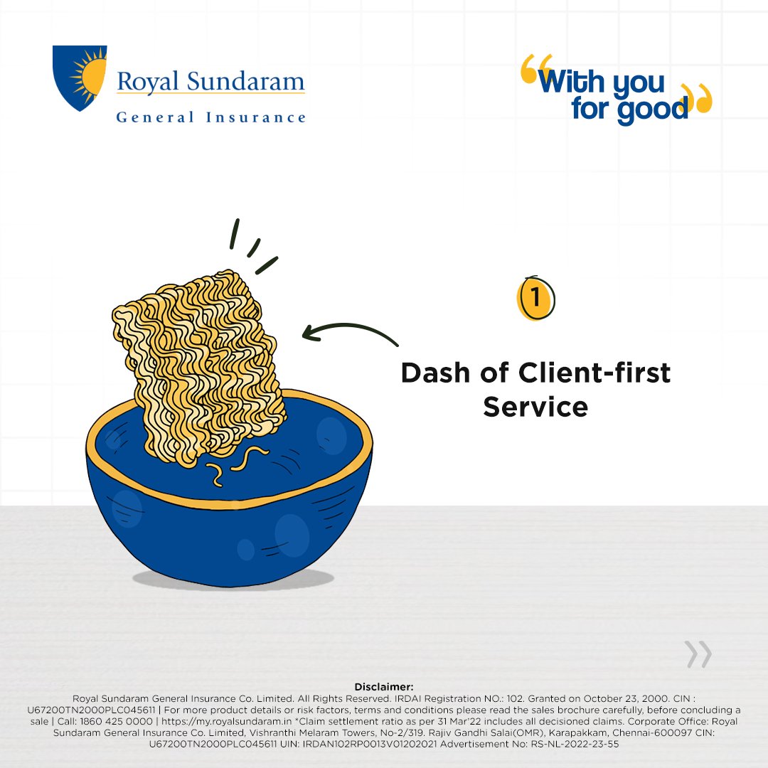 royalsundaram's tweet image. Discover the recipe for success at Royal Sundaram, where we've perfected the art of instant health insurance.

#RoyalSundaramGeneralInsurance #WithYouForGood #InstantInsurance