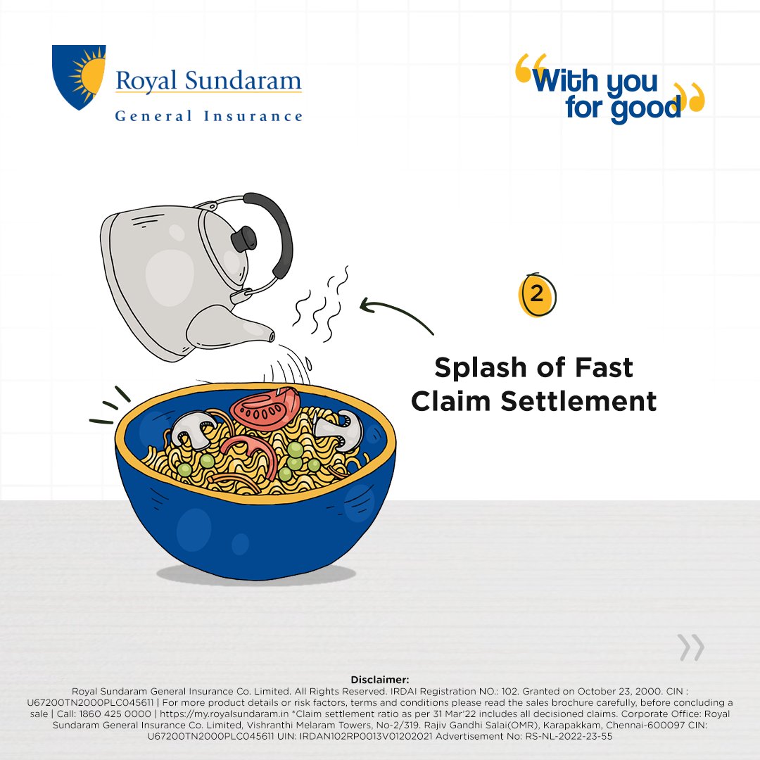 royalsundaram's tweet image. Discover the recipe for success at Royal Sundaram, where we've perfected the art of instant health insurance.

#RoyalSundaramGeneralInsurance #WithYouForGood #InstantInsurance