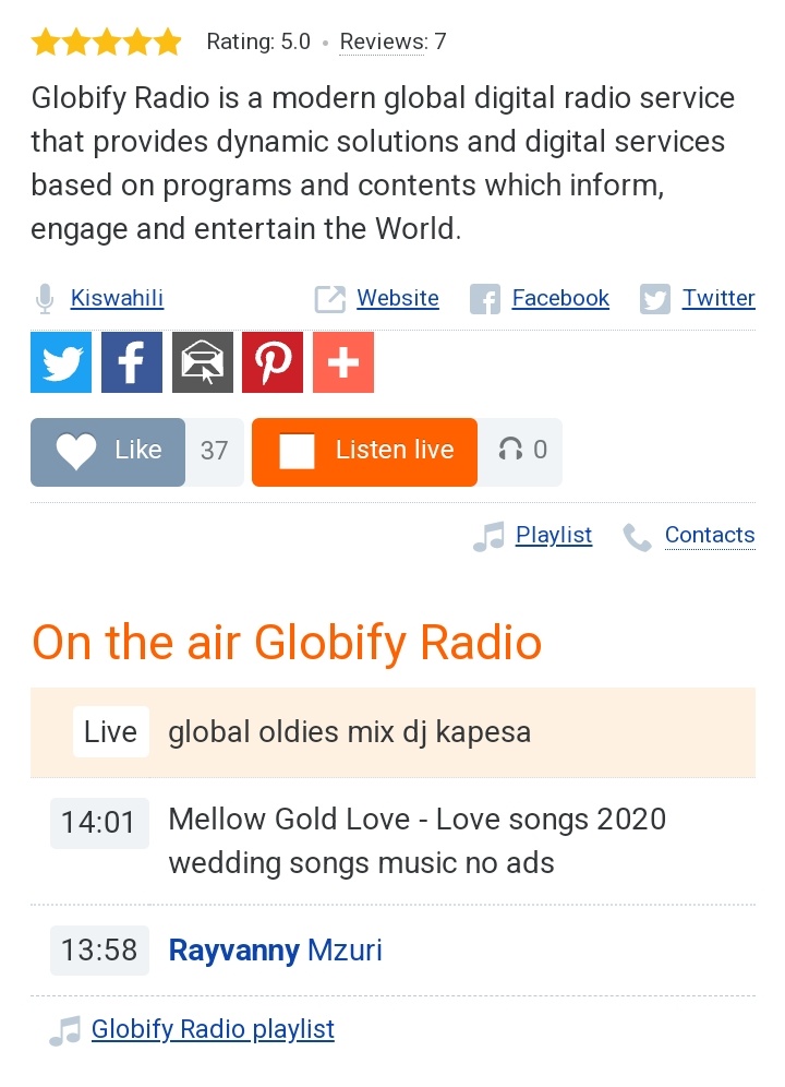 GlobifyTz's tweet photo. #KnowGlobify
Kitu cha kipekee unapokuwa unasikiliza Globify Radio ni uwezo wa kuijua playlist ya Dj. yaani unaweza kufuatilia playlist ya siku 7 nyuma mpaka muda huo unapoisikiliza.
Hii inakupa urahisi wa kutokupoteza session flani
mfano sahizi zinapigwa ngoma za zamani duniani https://t.co/xnCtQ7a8dE