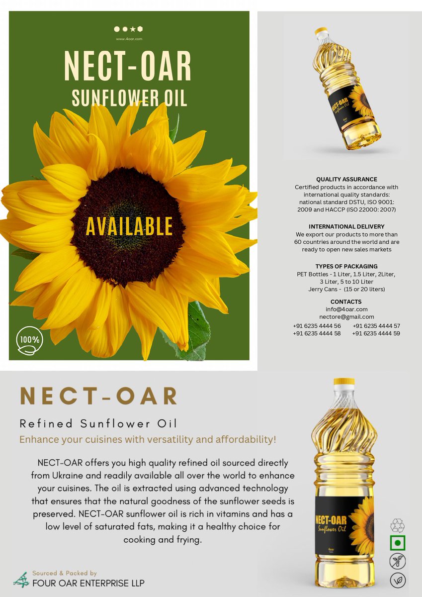 Premium quality refined sunflower oil