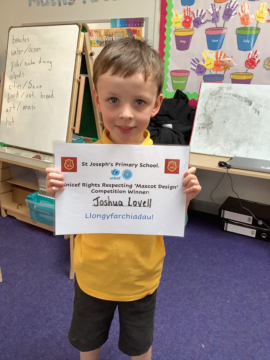 Well done to our Rights Respecting ‘Mascot Design’ winner! Da iawn Josh!