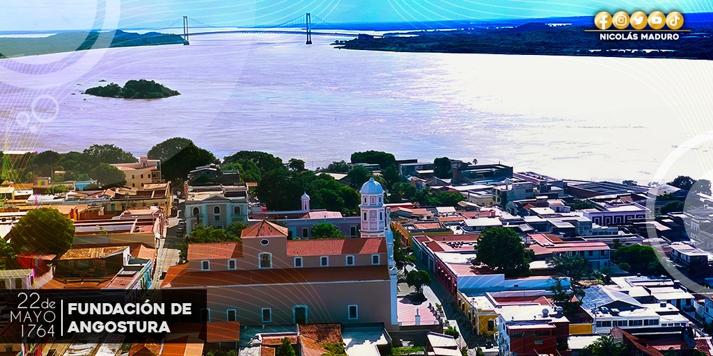 #RT <a href="/NicolasMaduro/">Nicolás Maduro</a>: ¡Ciudad Bolívar! Llevas con orgullo el nombre glorioso de nuestro Libertador, naciste como Angostura, hace 259 años. Junto al Pueblo bolivarense celebramos tu belleza natural, tu historia y tus tradiciones, y nos sentimos orgullosos a…