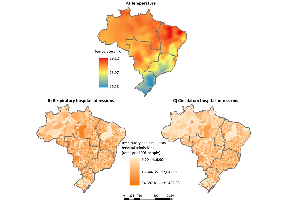 Our new study on the association of high ambient temperature with hospitalizations in Brazil. Previous studies have accounted only for part of the country (&lt;50% of the municipalities). This is the first study considering all municipalities (total of 5572) authors.elsevier.com/a/1h6kzzLNSfyWR