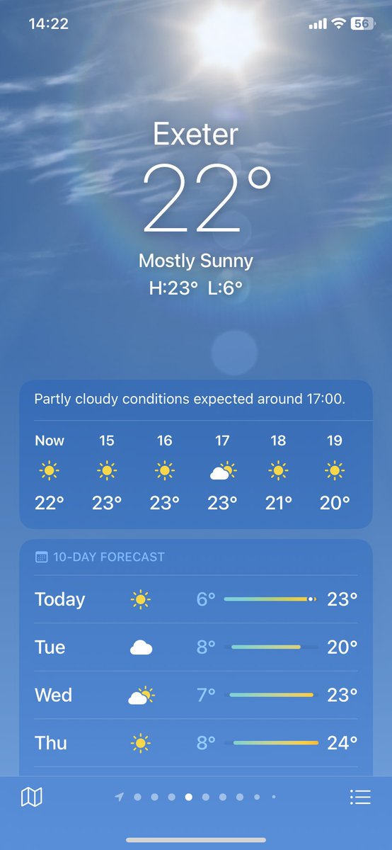 GabTym's tweet photo. @CCfunkandsoul just as you were talking to @danny_robins about 22 I look at my weather app… https://t.co/XAXMewjH92
