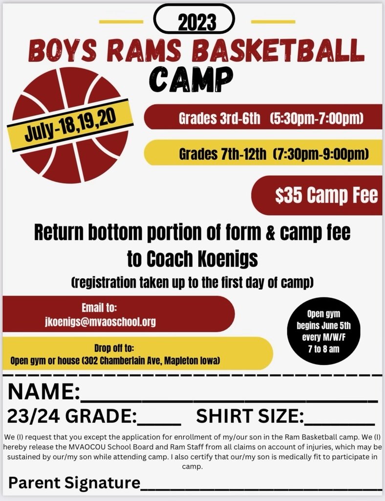 Ram Boys Basketball Camp 2023 is coming soon!