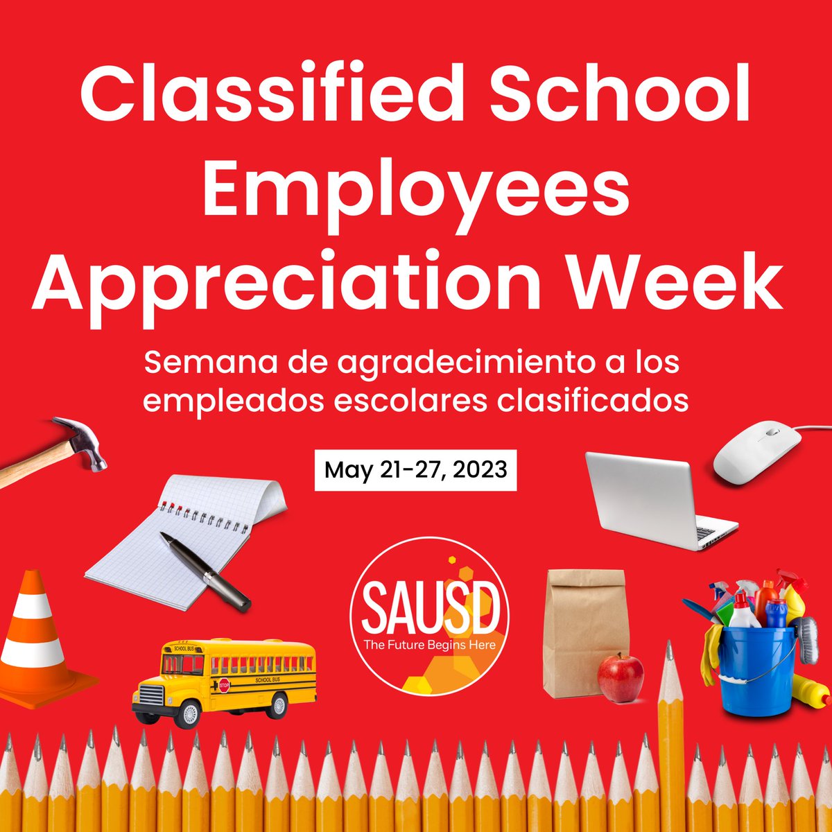 🎉🎉🎉 Thank you to all our incredible classified employees! 🙌🎉👏 Your dedication and hard work make our District shine bright every day. 💫✨ We appreciate everything you do to support our students and create a nurturing learning environment.

#WeAreSAUSD #SAUSDBetterTogether