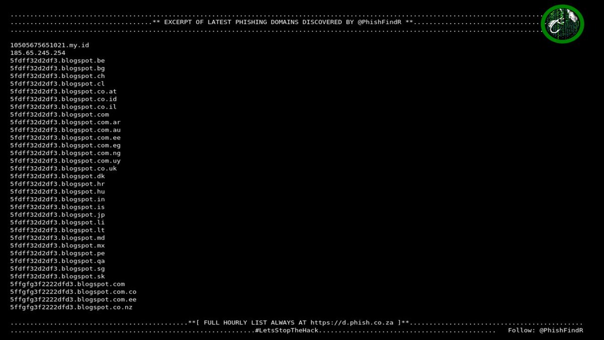 🎣 PhishFindR Found:
401 NEW #Phishing Domains 🌐
15:31:25

🌐 Found Today: 50722 bit.ly/39ahncj
2023-05-22 🦈
#cybersec #malware