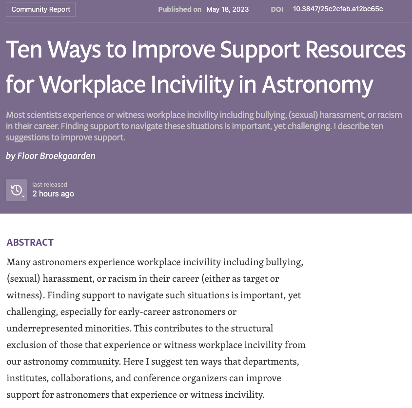 Harassment experiences are common in Astronomy but navigating them can be a nightmare...♥️ Here are 10 ways we can improve support resources in astronomy 👇♥️ baas.aas.org/pub/2023i020/r…