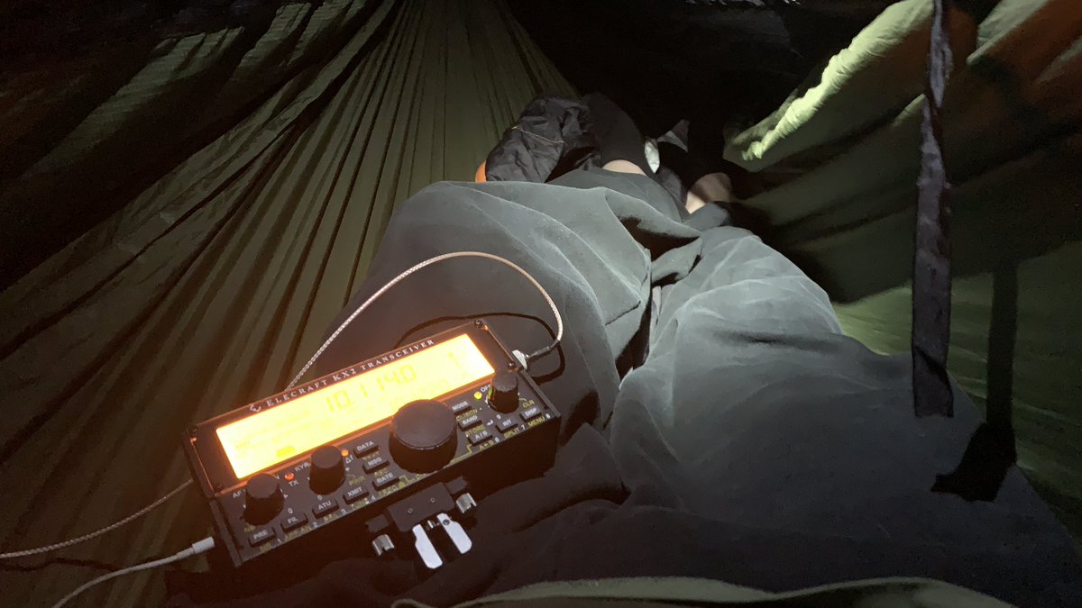 Getting a final activation in from my hammock on My last night at #Hamvention2023 #cwops #elecraftkx2