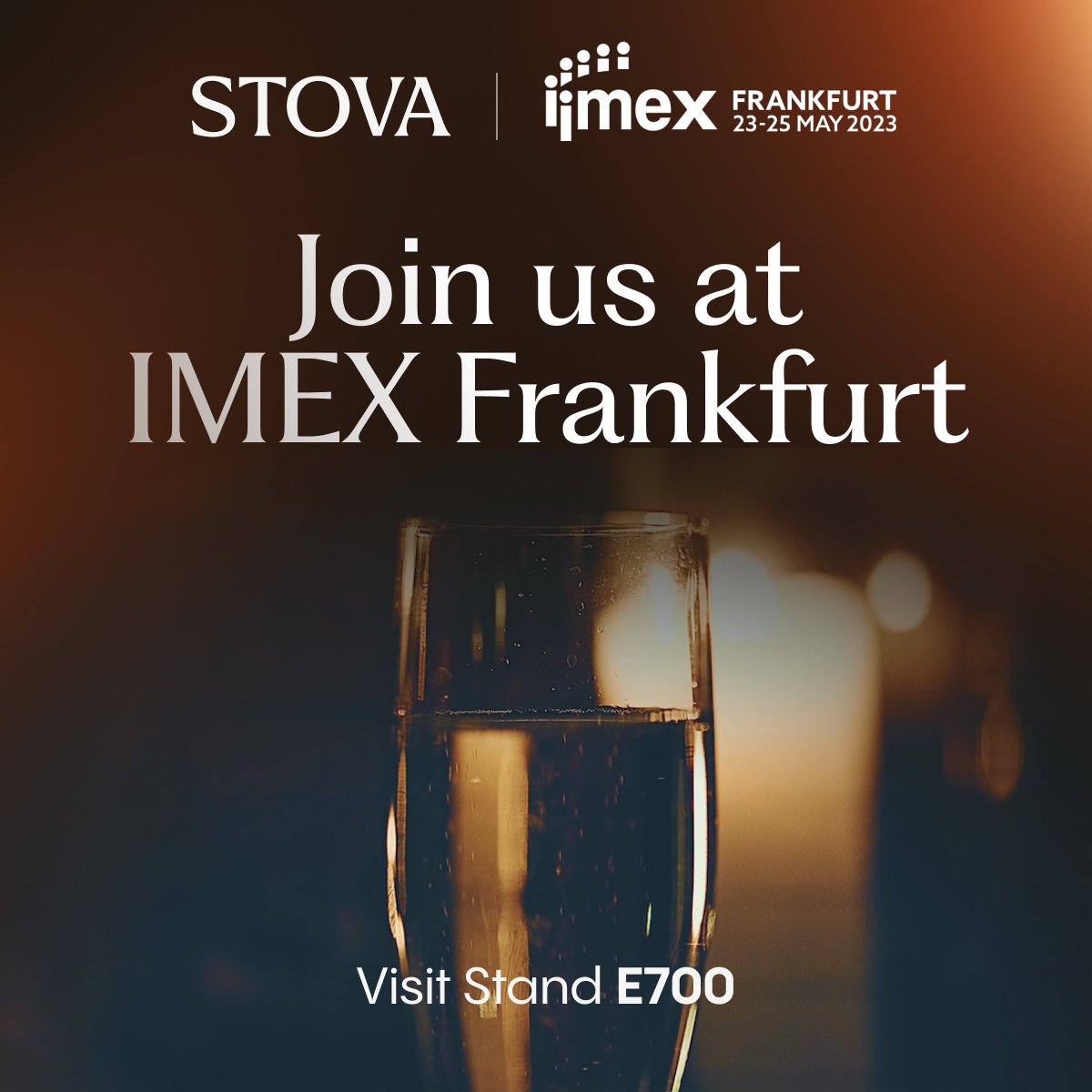 stovatech's tweet image. We are SO excited to be attending IMEX Frankfurt 2023. Stova will be serving refreshing drinks from 1 pm to 5pm both Tuesday and Wednesday. Visit stand E700 to chat and sip while learning about how we can help your event needs.

#IMEX2023 #Stova #EventTechnology #ElevatetheEpic