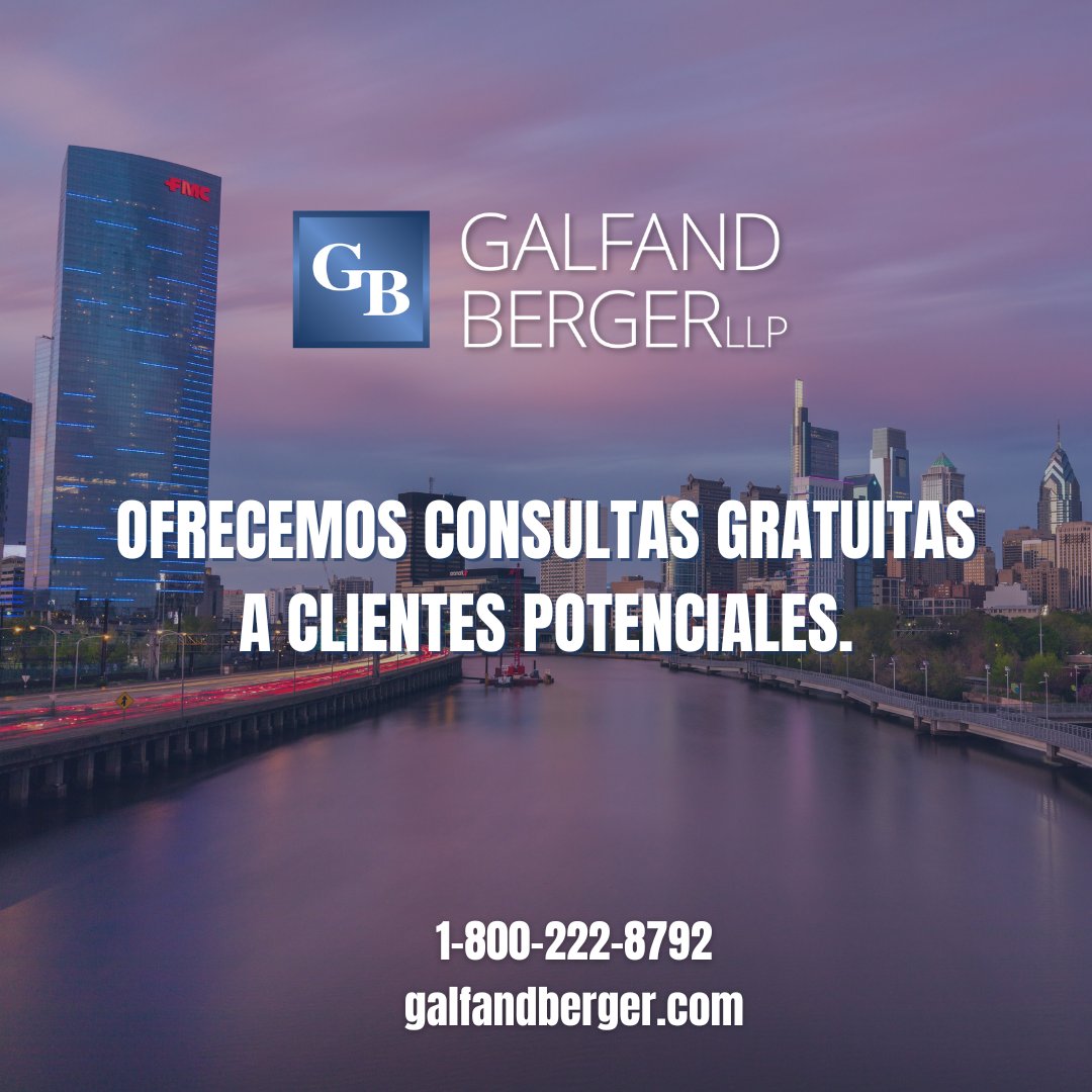 Ofrecemos consultas gratuitas a clientes potenciales. Si cree que tiene un caso legal después de un accidente, programe una cita hoy. Llame al 800-222-8792.

#GalfandBergerLLP #BilingualLawFirm #PhilaLawFirm #ConsejoLegal #Filadelfia #LegalHelp