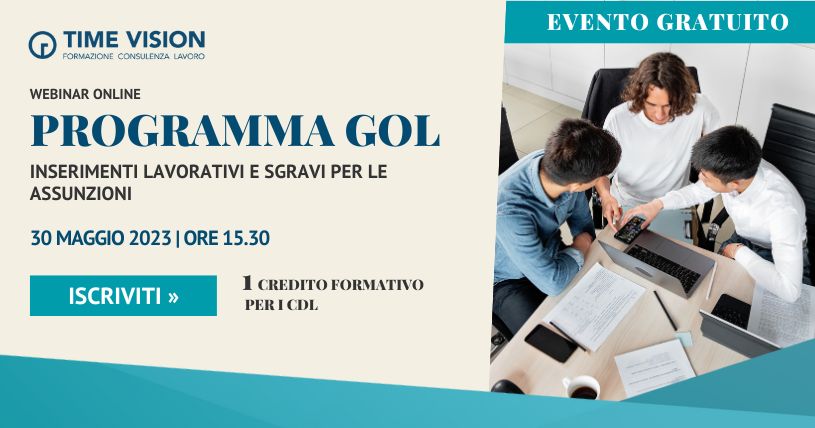 30 Maggio, parliamo di LAVORO! webinar gratuito 'PROGRAMMA GOL' sgravi per #assunzioni
teamretitalia.com/news_team/378-…