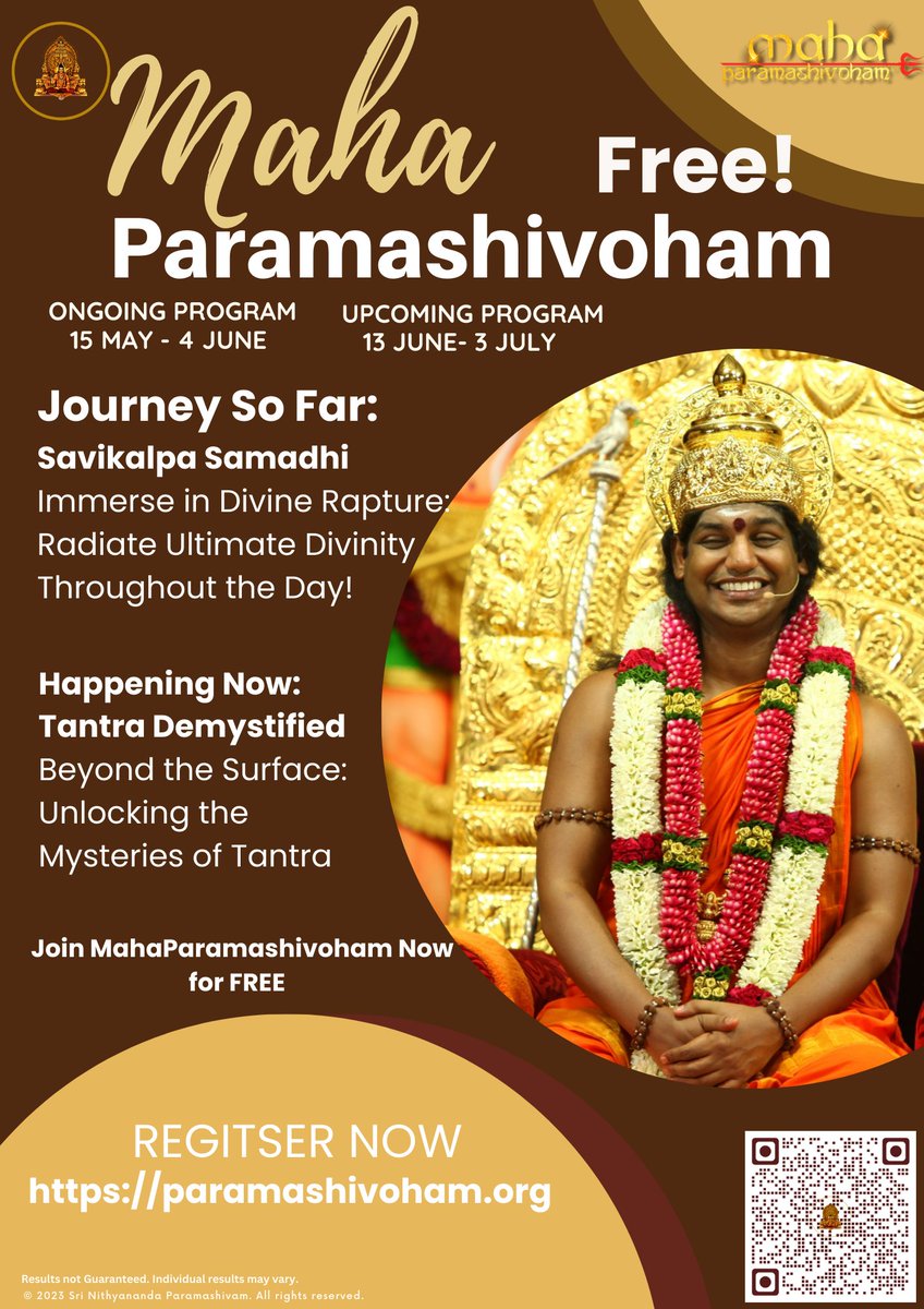 Journey So Far: Savikalpa Samadhi
Immerse in Divine Rapture: Radiate Ultimate Divinity Throughout the Day!

Happening Now: Tantra Demystified
Beyond the Surface: Unlocking the Mysteries of Tantra

Join MahaParamashivoham for FREE NOW!