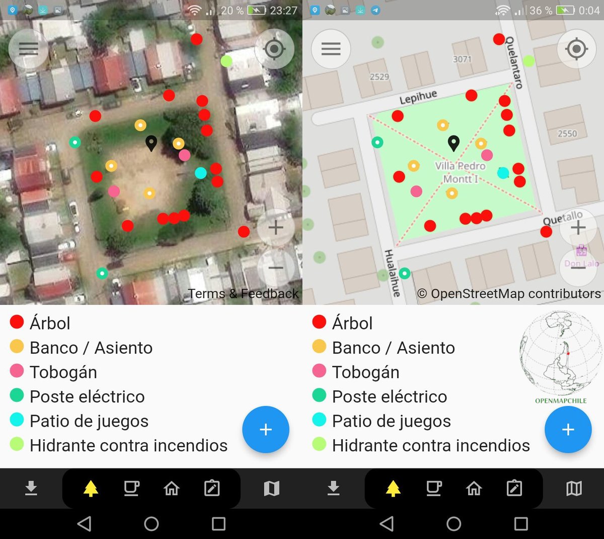 openmapchile's tweet image. #ArboladoUrbano app #EveryDoor para Android e iOS que permite crear y editar #tree en #OpenStreetMap,  toda la #infraestructura de áreas verdes deben ser cartografiadas con #DatosAbiertos Ejem plaza en #Valdiviacl 🇨🇱 desarrollo de #AUPV 🌲🌳🌴📌🗺️