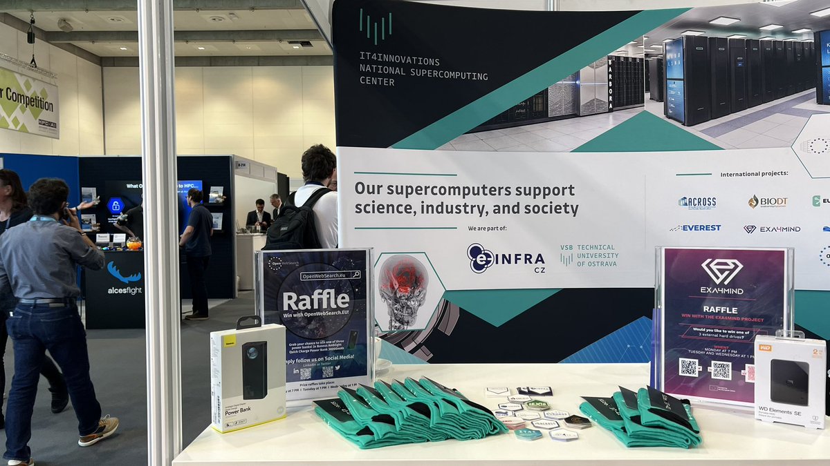 IT4Innovations's tweet photo. 📍 We are here at the @ISChpc booth #B209, excited to speak to you.
✨🌟🎉🎁🔖 Do not miss the chance to win with @EXA4MIND & @OpenWebSearchEU at our booth.
https://t.co/5R5uQyYjKW
#imaginetomorrow #ISC23 #ISC23_SCC #CzechHPC https://t.co/f7lwCgOwua