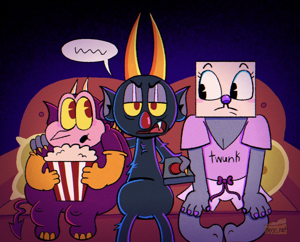 Livyy_rat's tweet photo. Movie night #RENEWTHECUPHEADSHOW #henchdevildice https://t.co/TJyFyNlc51