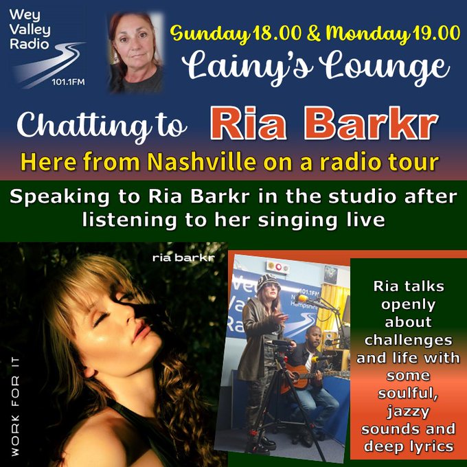 FutureproofPR's tweet photo. Be sure to #tunein to @weyvalleyradio tonight at 7pm when fantastic #US #RnB artist @riabarkr performs live tunes from new #EP #AlphaShe & chats to @LainyrLainy abt her life in #music all on #LainysLounge🎸 What's not to like - don't miss out 👇🤩
#RBAS23
https://t.co/h8iJnJsNNu https://t.co/vsxvnHutO9