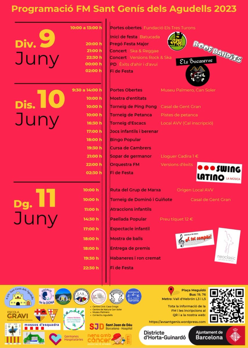 Coordinadora AVV d'HG (@coordinadorahg) on Twitter photo Les veïnes i veïns de <a href="/AVVSantGenis/">AVV Sant Genís dels Agudells #50anys</a> celebren la seva festa major els propers 9, 10 i 11 de juny de 2023.
#FemHortaGuinardó
<a href="/bcn_hg/">Horta-Guinardó</a> Les veïnes i veïns de <a href="/AVVSantGenis/">AVV Sant Genís dels Agudells #50anys</a> celebren la seva festa major els propers 9, 10 i 11 de juny de 2023.
#FemHortaGuinardó
<a href="/bcn_hg/">Horta-Guinardó</a>