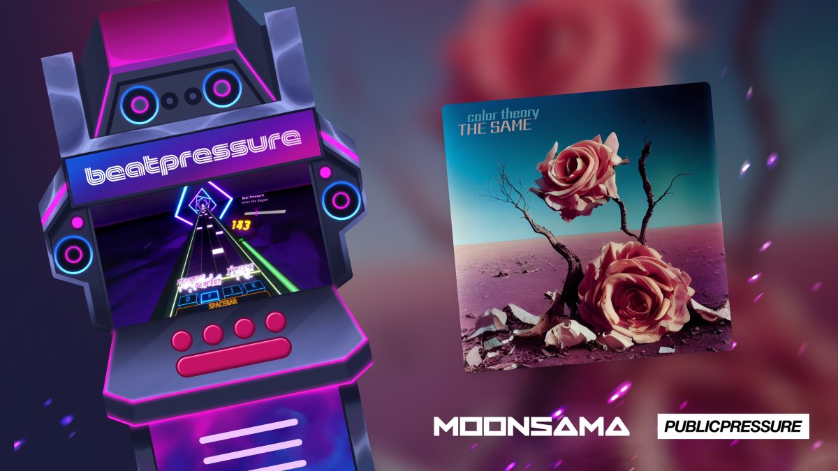 A new level has dropped to Beat Pressure! 🎶

It features the synthpop track called "The Same" by <a href="/colortheory/">Color Theory</a>.

The NFT is available on Public Pressure's marketplace and can be imported into the game through the Multiverse Portal.

Link to the NFT: app.publicpressure.io/nft/0x85f7086f…
